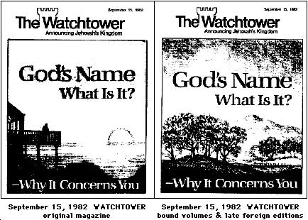 [original English lang. Sept. 15, 1982 WATCHTOWER cover compared with bound volume]