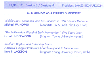 [CESNUR program Mormon speakers]