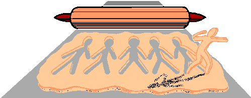 [cookie cutter Christians rolled out like dough under a rollingpin]
